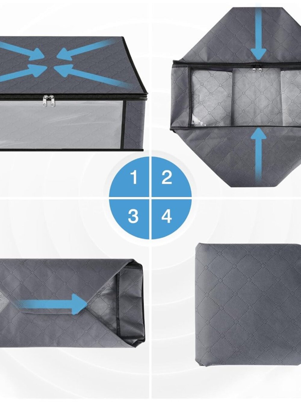 Storage 3-Pack Clothes Organizer Storage Bags Foldable Storage Box with Large Cl - Picture 7 of 8
